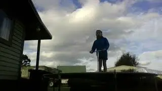Shred on tramp scooter