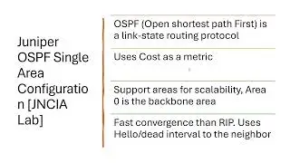 Juniper OSPF Single Area Configuration JNCIA Lab