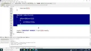 write c++ program to find greatest number from array