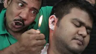 Asim Barber Double Fire Therapy ASMR | Unexpected Loud Neck Crack And Hard Ear Crack Head Massage