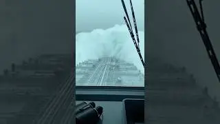 Tanker Bridge POV as Waves Swallow the Bow