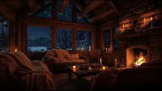 3 Hours of Cozy Cabin Fireplace 🔥 | Relaxing Music & Crackling Fire Sounds