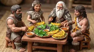 Satisfying Prehistoric Pancake Cooking Journey | Ancient Tiny Tribe
