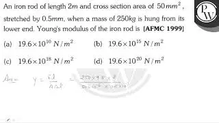 An iron rod of length \( 2 m \) and cross section area of \( 50 \mathrm{~mm}^{2} \) stretched by...