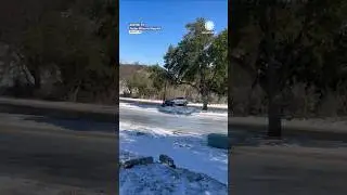 Car Spins and Spins on Icy Road in Texas