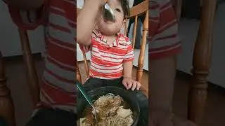 William drinking soup