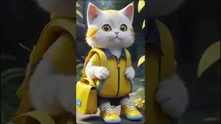 Purr-fectly Chic: Cute Cat Fashion Show with a Yellow Bag