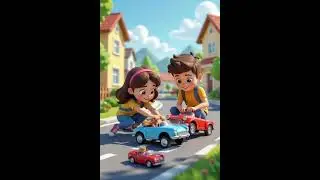 3D children playing with toy cars #AIart
