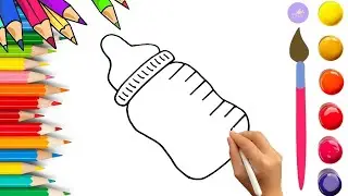 How To Draw cute Baby Bottle Drawing, Painting & Coloring For Kids and Toddlers_🌈🎨