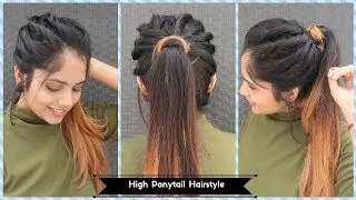 High Twisted Ponytail Hairstyle / Messy Ponytail Hairstyle For Long To  Medium  Hair