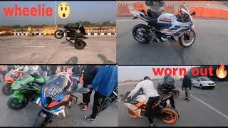 Wheelie Pulsar NS 200 burnout KTM RC 200 BMW S1000 RR exhaust sound 😱drag race bike