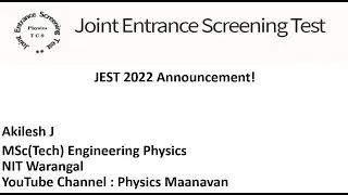 JEST 2022 Announcement in Tamil | JEST Physics 2022 | IISER Kolkata | Physics Maanavan | Tamil
