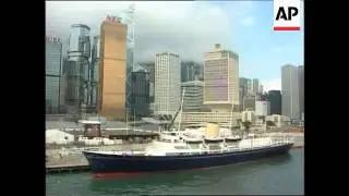 Hong Kong - Royal yacht arrives / Patten speech