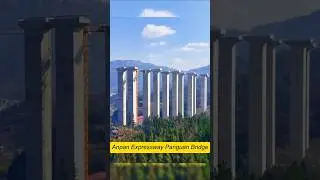 High speed railway bridge piers in the deep mountains #bridge #highwaydevelopment #technology