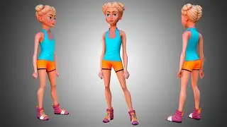 Character Girl All Animacion. Stylized 3D model.
