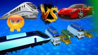  Train 🚂 vs 🚘 cars.Subway express 💥💥