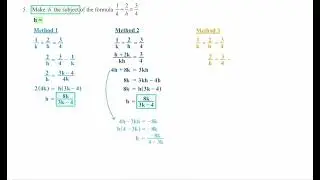 Algebraic Fractions and Formulae/Q5