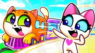LIVE 7 Hours 🔴 Train, Don’t Leave Me! 🚆 Kitten Train Chase | Learn Railway Safety for Kids