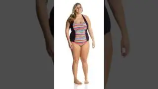 Anne Cole Signature Plus Size Triangle Stripe Halter One Piece Swimsuit | SwimOutlet.com