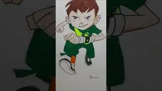 Ben 10 quick drawing | WAIT for End #shorts #ben10 #art