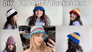 crochet bucket hat/ with me/ easy tutorial/ following Strings Attached Crochet channel/