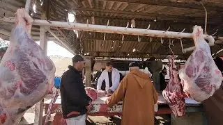 🔥🇲🇦خيرات موجودة في سوق الاسبوعي الأربعاء ولاد سعيد نقدم لكم أتمنة اللحوم حمراء تاريخ تصوير 14/2/2024