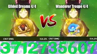 Tighnari Gilded Dreams 4 Set vs Wanderer Troupe 4 Set DMG Comparison - Is it Worth Farming?