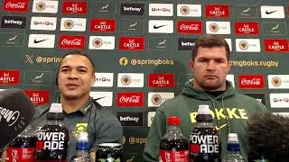 Springbok media conference with Cheslin Kolbe and Marco van Staden