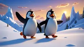 Five Little Penguins Slide Down Snow | Winter Counting Song for Kids | Fun Penguin Rhyme Toddlers