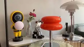 Macaron Glass Table Lamp Trichromatic Dimming Living Room Atmosph