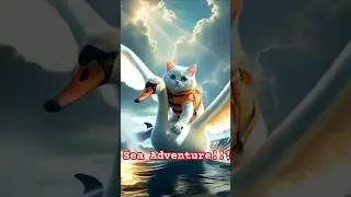 Smart Cat's Ocean Adventure 🐱🦢✨ | A Magical Sea Ride!#gogoorni #shorts
