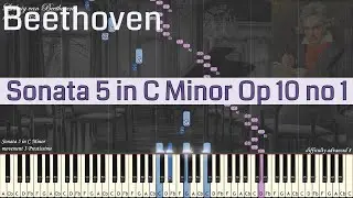 Ludwig van Beethoven - Sonata 5 in C Minor Op. 10 No. 1 | Piano Synthesia | Library of Music