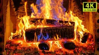 Winter Snow Outside, Cozy Fire Inside With Flickering Flames And Crackling Sounds [4K]
