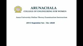 Anna University Online Theory Examination Instruction 2013 Regulation