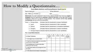 How to modify questionnaire | Quantitative Research for SHS