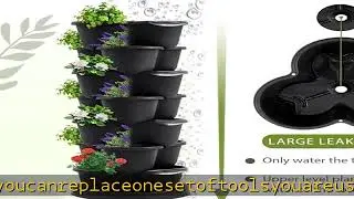 Umigy 2 Set of 7 Tier Stackable Vertical Planters with Removable Wheels and Tools Tower Planters St