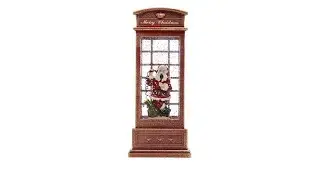 Winter Lane Musical Lighted Phone Booth Snow Globe  Santa