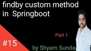 findby custom method in  Springboot || Shyam Sundar