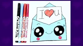 How to draw a cute envelope and lovely letter #tinyartist #drawing #video 