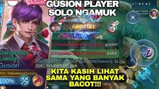 GUSION PLAYER SOLO NGAMUK 😡 KENA BACOT MUSUH!!! | GUSION GAMEPLAY