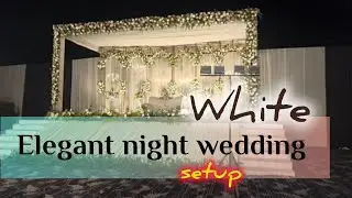 Elegant night wedding setup 🌟💗! WhiteWhite |#WeddingStage #NightWedding #FloralDesign #pakistan