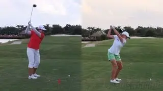 INBEE PARK vs STACY LEWIS - DRIVER GOLF SWING DOWN THE LINE & SLOW MOTION - 1080p HD