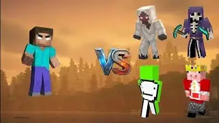 Herobrine vs All Entity & Mobs Minecraft Crazy Battle!