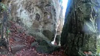 Virtual hike  along big rocks in Luxembourg from Consdorf to the waterfalls Schiessent&uuml;mpel part 6