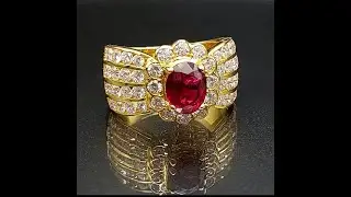 High Quality Ruby Diamond Halo Ring