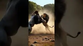 Lion vs Gorilla Animal Battle 2025#aivideo #funny #ai #trending #shortsviral #viral #shorts