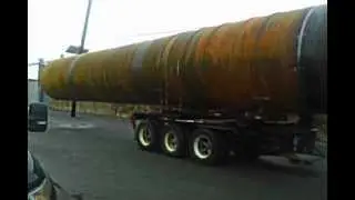 150 Foot Long Caisson on Steerable Tri-Axle Trailer Wittpenn Bridge Replacement Project