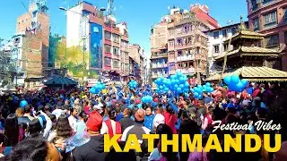 Kathmandu City Walk [4K🇳🇵]  Indra Chowk to Jamal - Festival Vibes - Virtual Walking Tour 2023