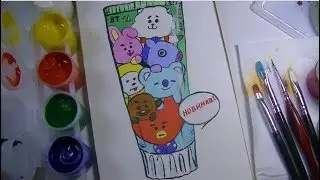 BTS |  Drawing BT21: Shooky, Mang, Koya, Van, Tata, RJ, Chimmy