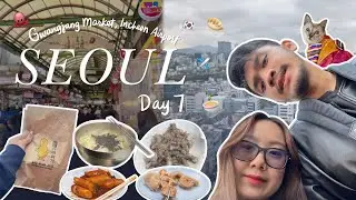 首尔 Seoul vlog 🇰🇷 ep8 | Gwangjang Market, Netflix noodles, eating live octopus, Incheon Airport